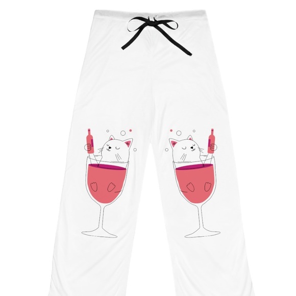 Women's Pajama Pants | wine | cat | bottoms |clothing - Picture 2 of 4